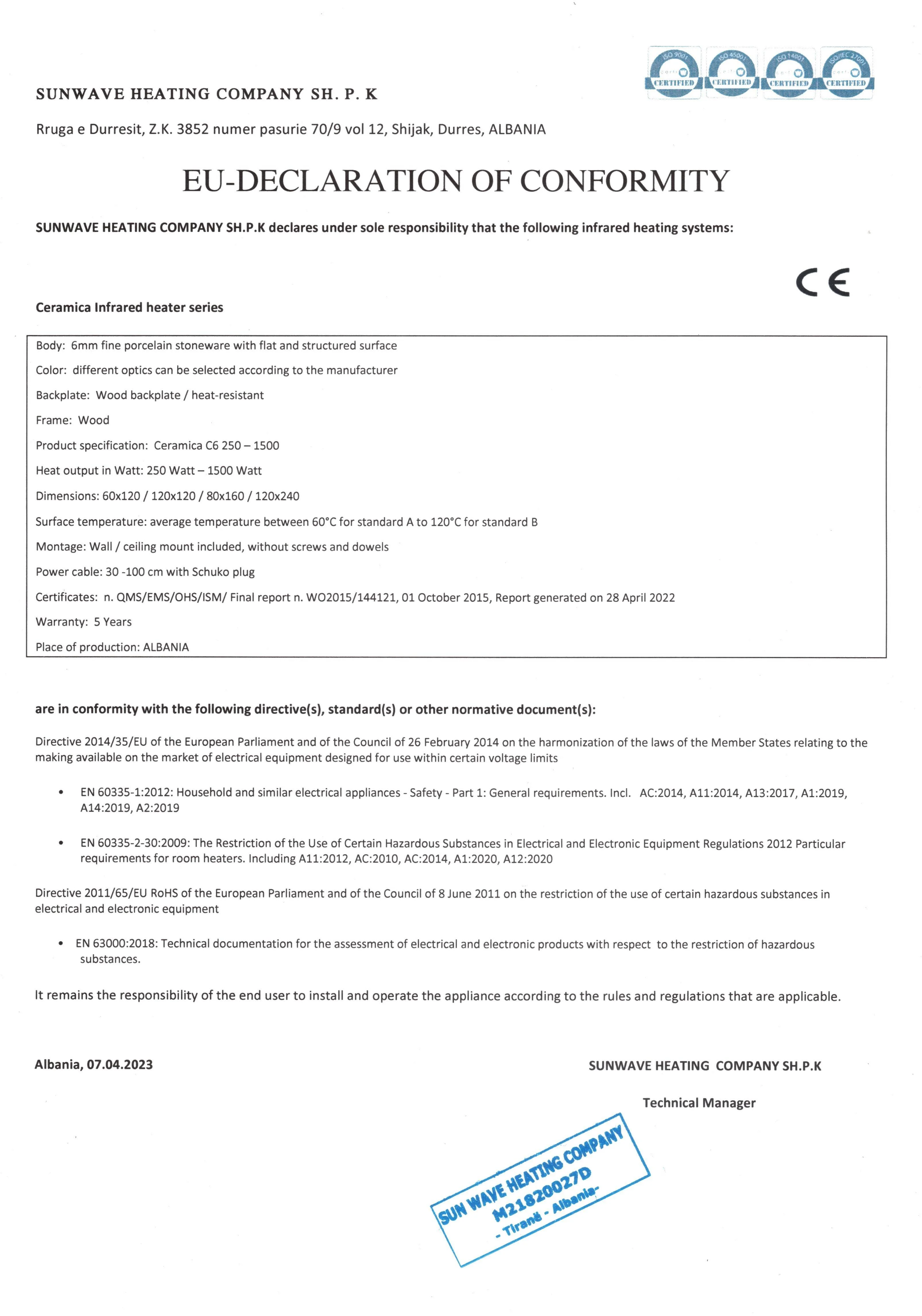 EU Declaration of Conformity