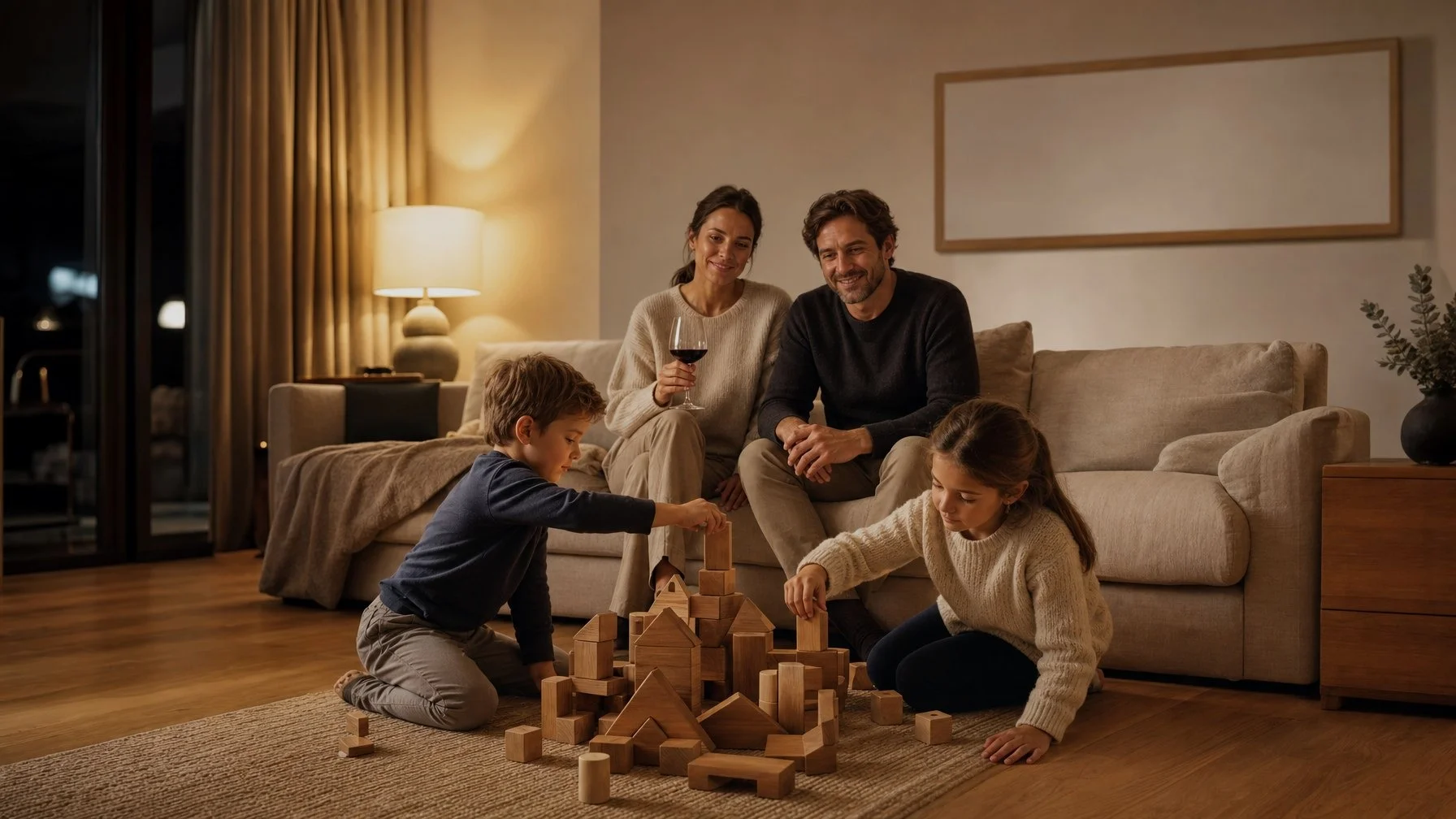 Swiss family feeling comfortable warmth at home — ceramic infrared heating replaces gas boiler with zero maintenance and better indoor air quality